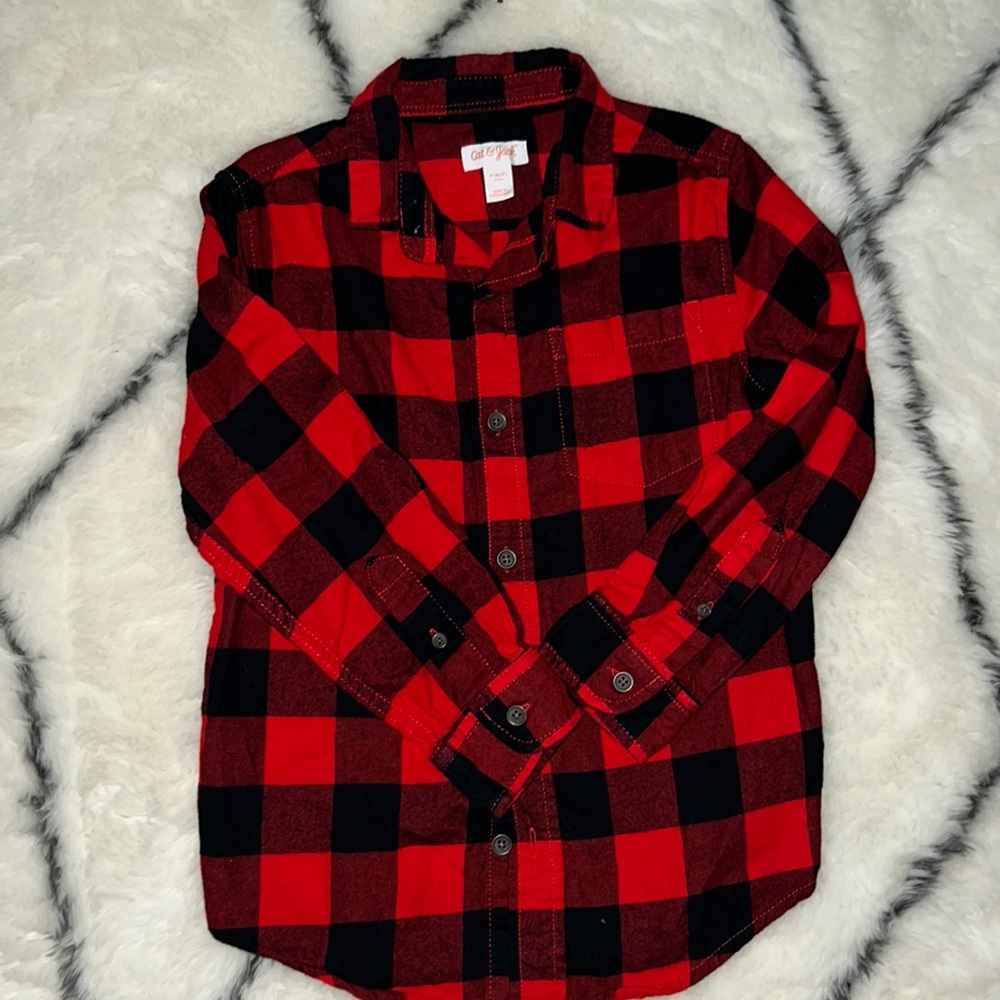 Cat & Jack Red Flannel long sleeve. Size S (6/7) Target